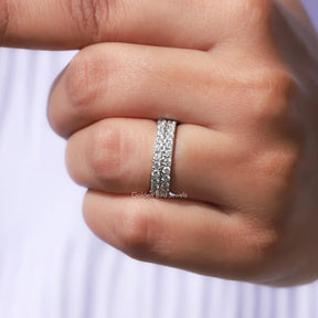 [Moissanite Round Cut Full Eternity Wedding Band In White Gold]-[Golden Bird Jewels]