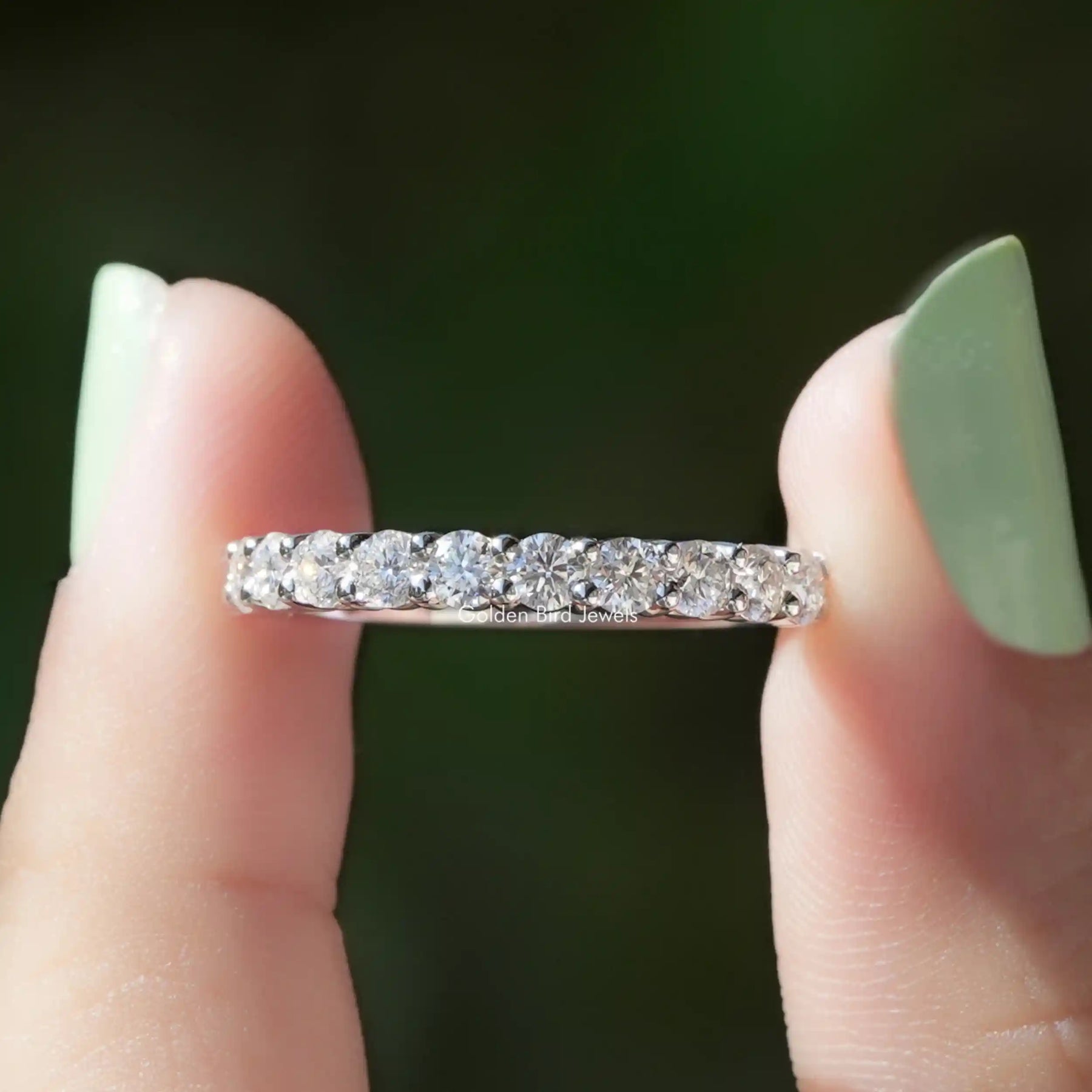 Round Cut Moissanite Half Eternity Band