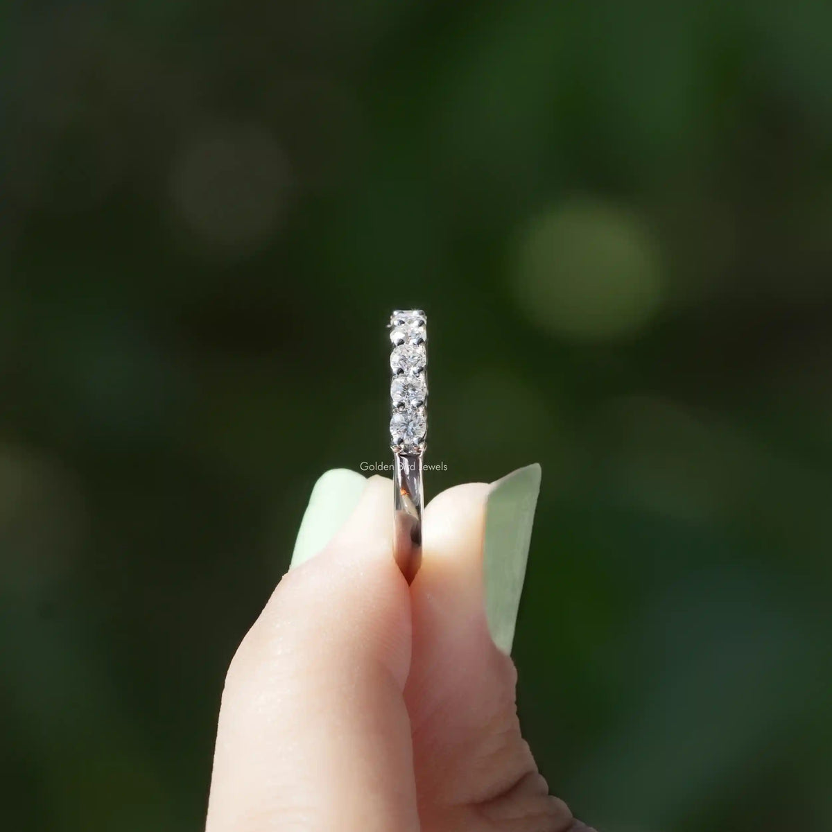 Round Cut Moissanite Half Eternity Band