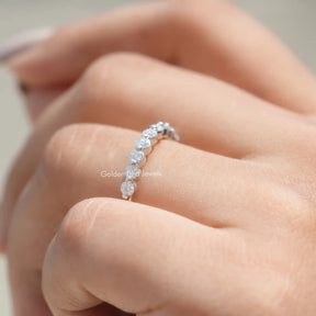 [White Gold Round Cut Dainty Band]-[Golden Bird Jewels]