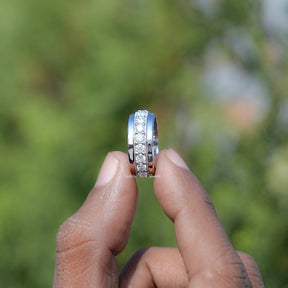 Round Shaped Moissanite Half Eternity Men's Band