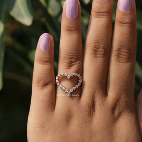 View of Round Cut Moissanite Heart Shaped Ring For Women