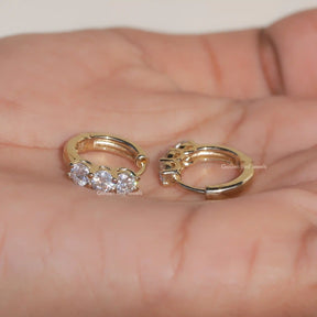 Round Cut Moissanite Small Huggies Hoop Earrings