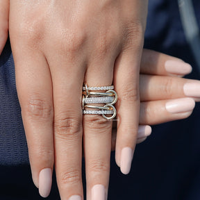 Round Moissanite Interlinked Pave Eternity Band