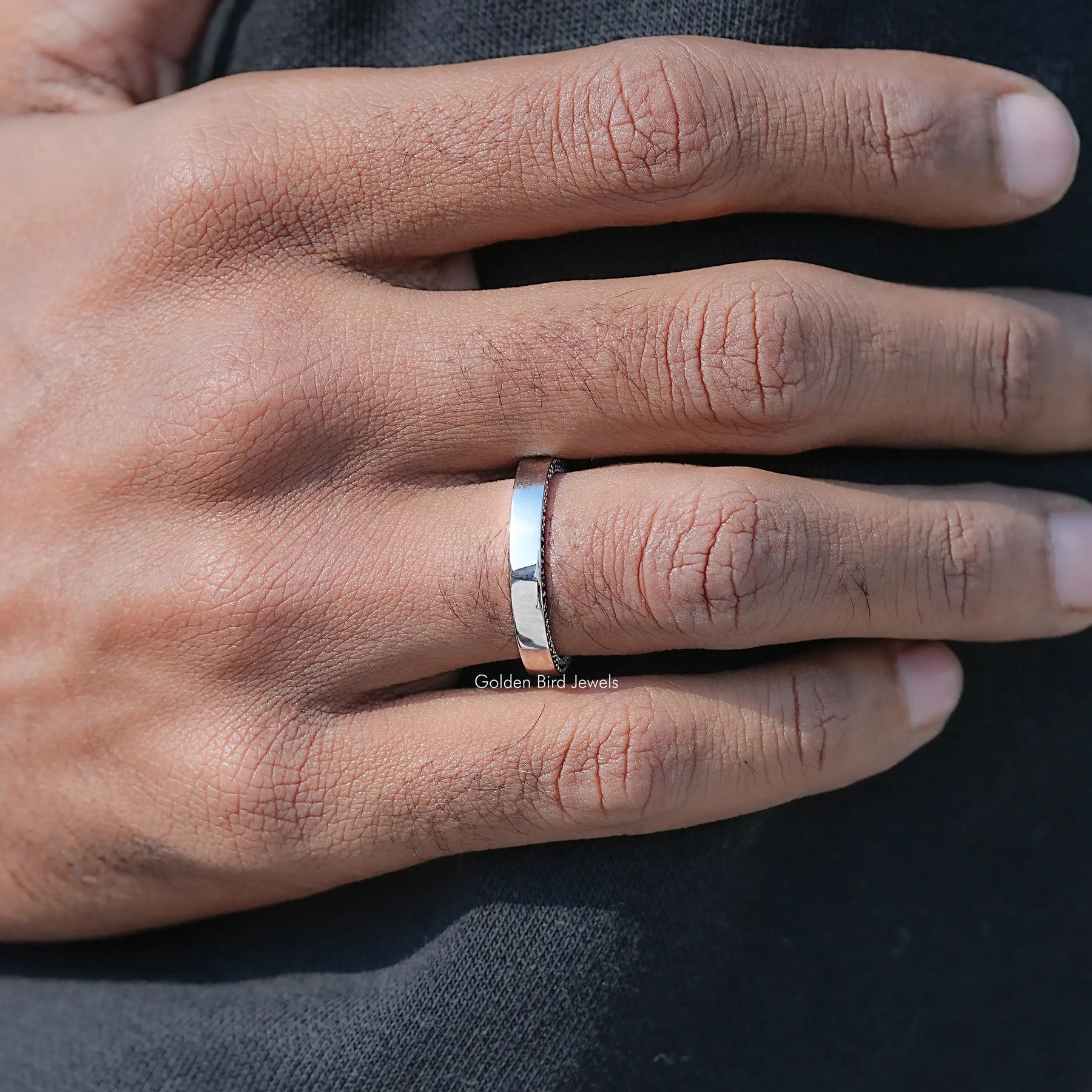 Black Round Moissanite Micro Pave Eternity Men's Band