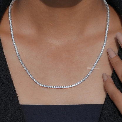 [Round Moissanite Tennis Necklace]-[Golden Bird Jewels]