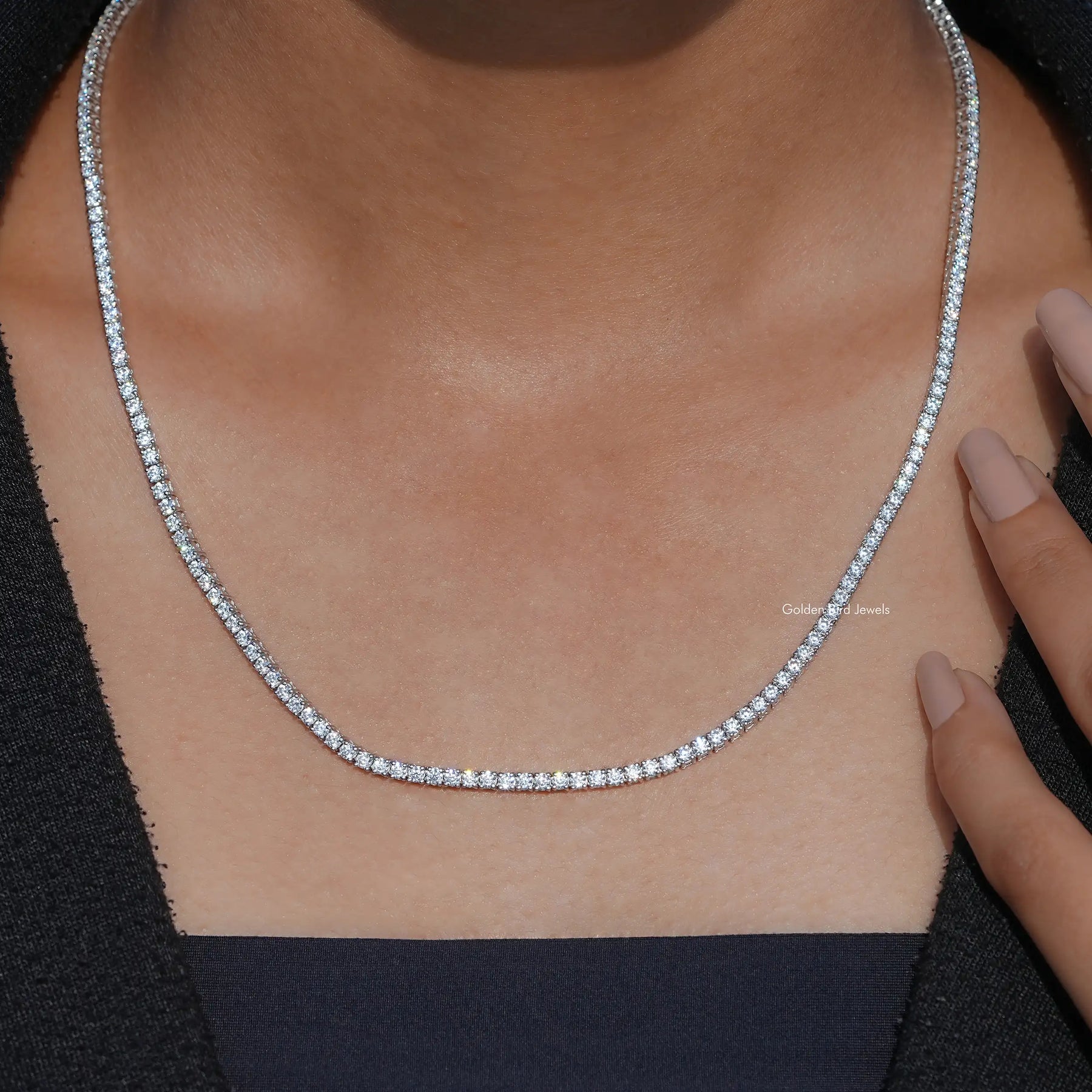 Round Moissanite Tennis Necklace