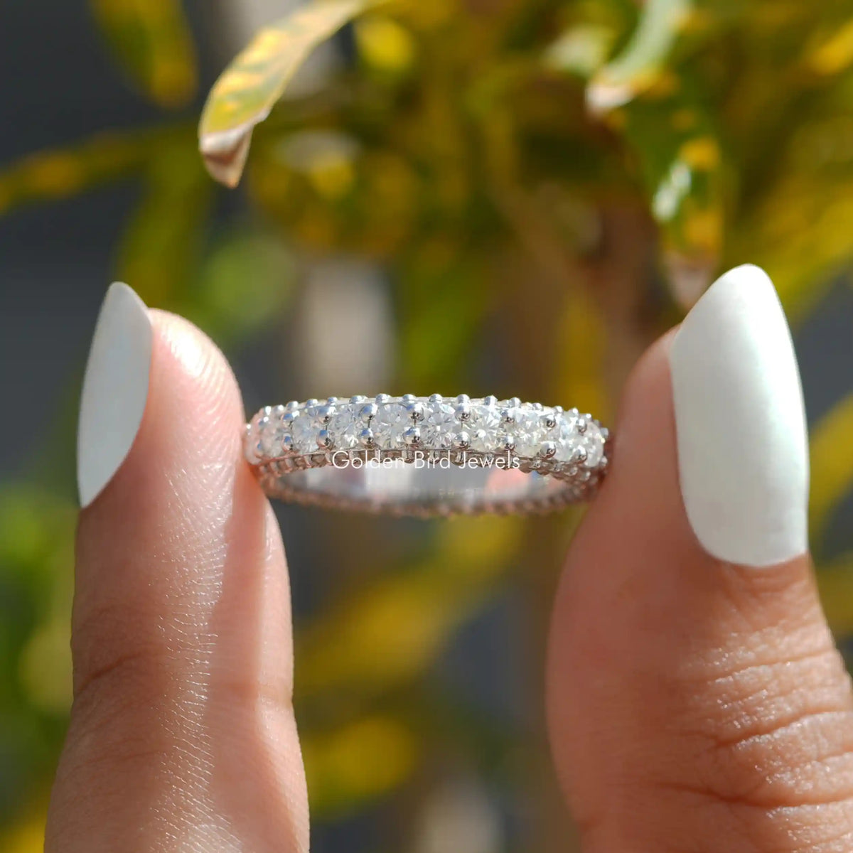 Round Cut Pave Set Moissanite Eternity Band