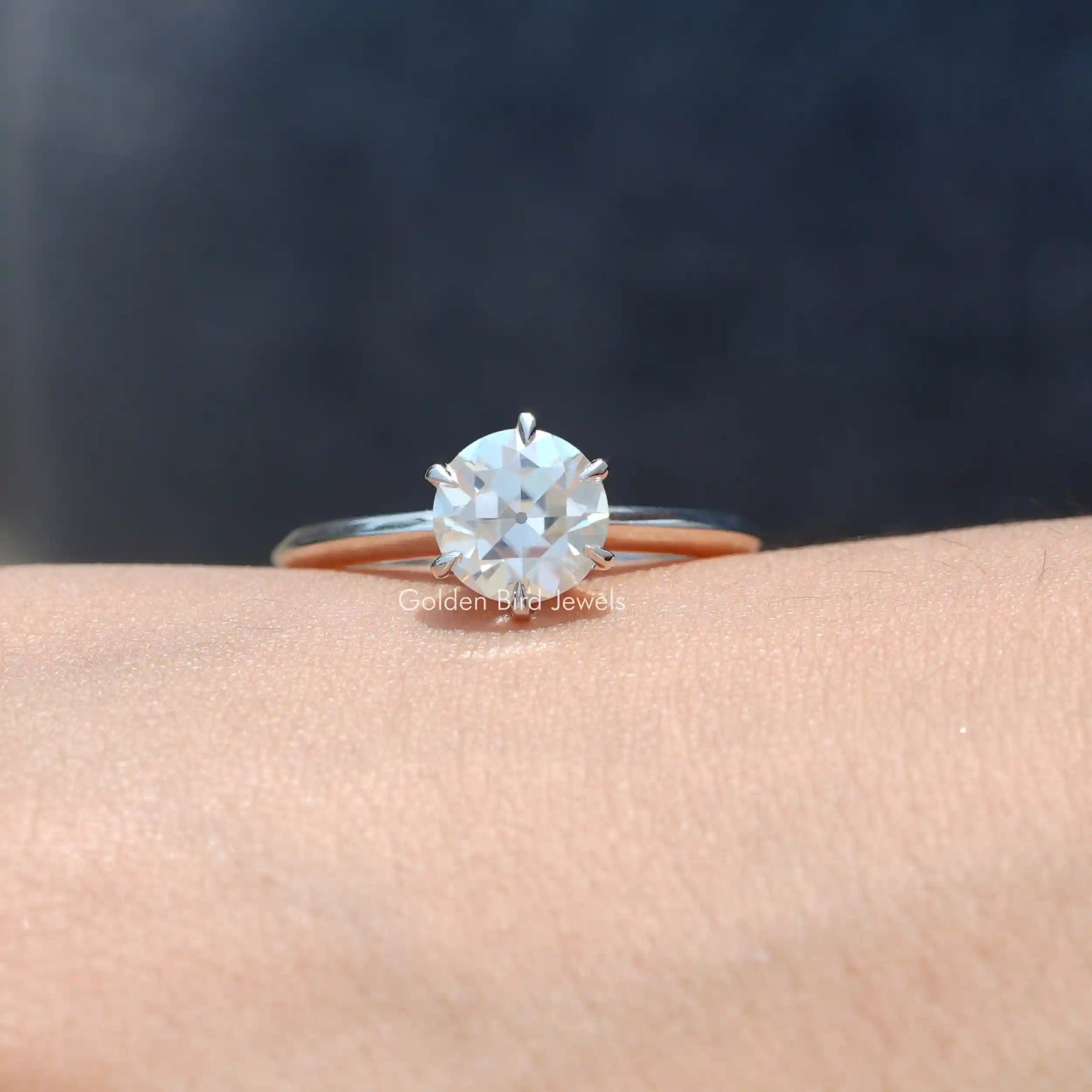 [Moissanite Round Cut Proposal Ring]-[Golden Bird Jewels]