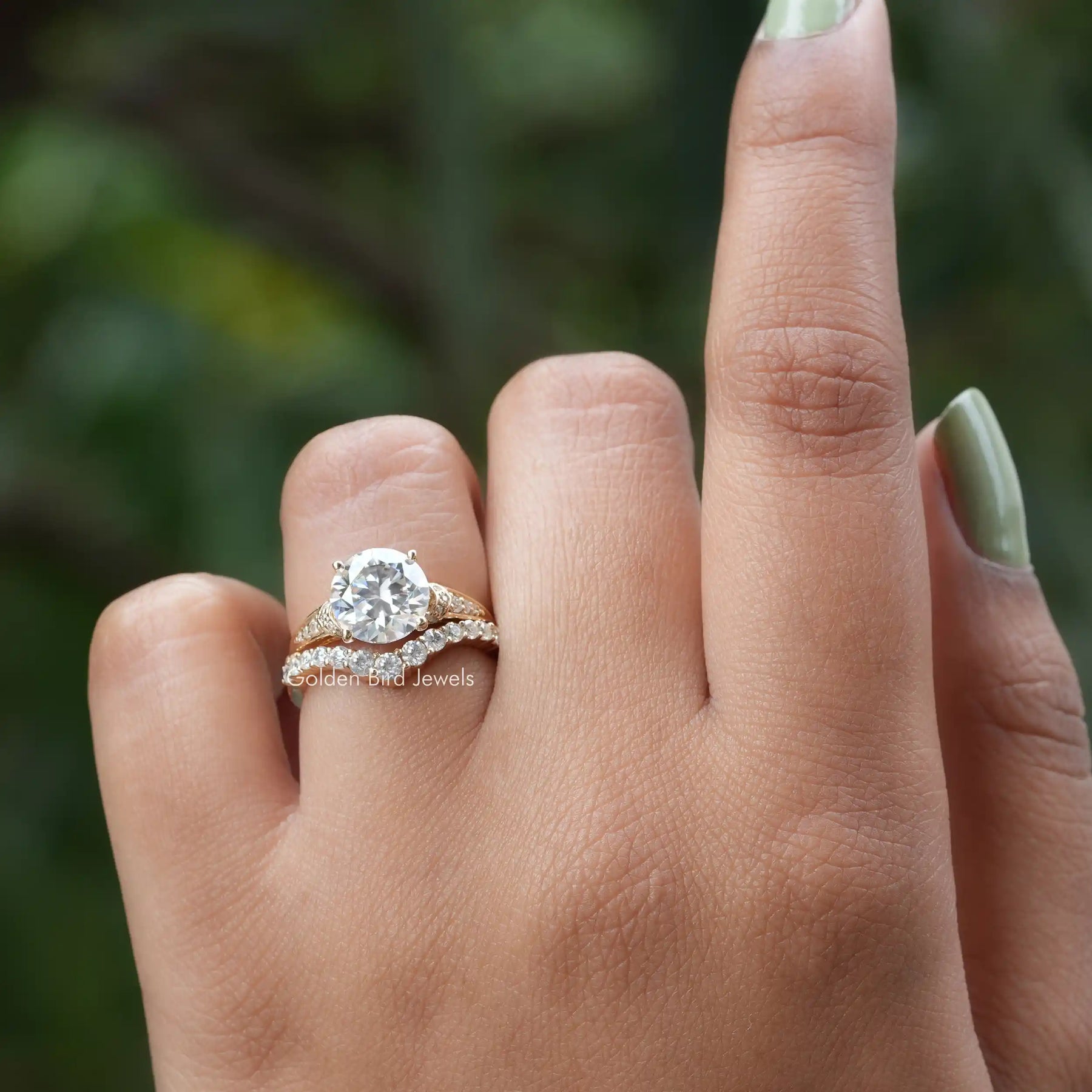 Round Cut Moissanite Accent Stone Ring