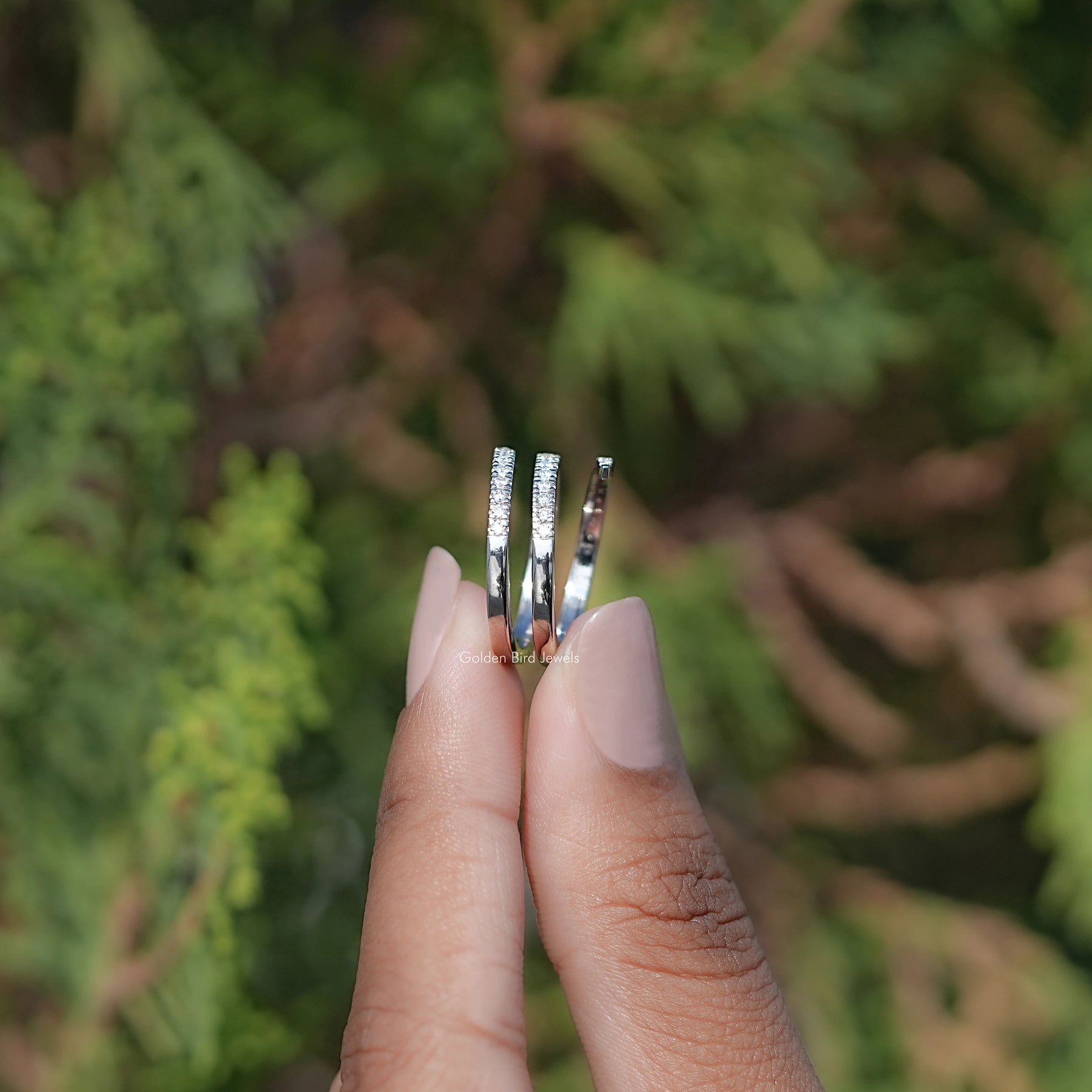 Moissanite Round Cut Spiral Eternity Band