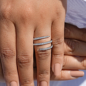 Moissanite Round Cut Spiral Eternity Band