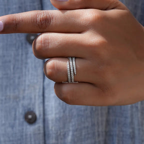 [White Gold Round Cut Eternity Band]-[Golden Bird Jewels]
