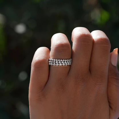 [Moissanite Round Cut Stackable Eternity Band]-[Golden Bird Jewels]