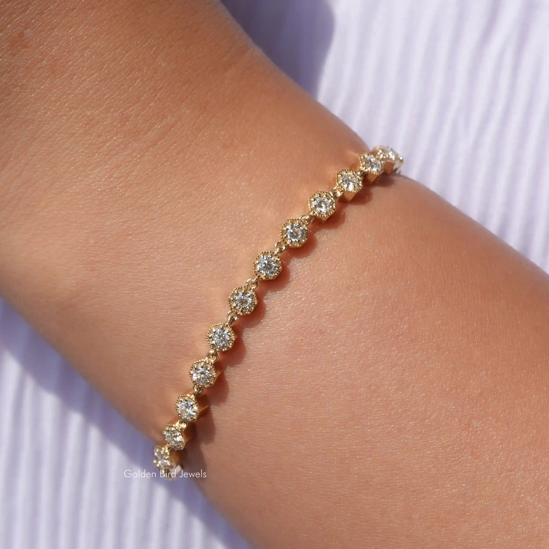 3 MM Round Cut Moissanite Tennis Bracelet