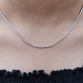 Round Moissanite Tennis Necklace on Neckline