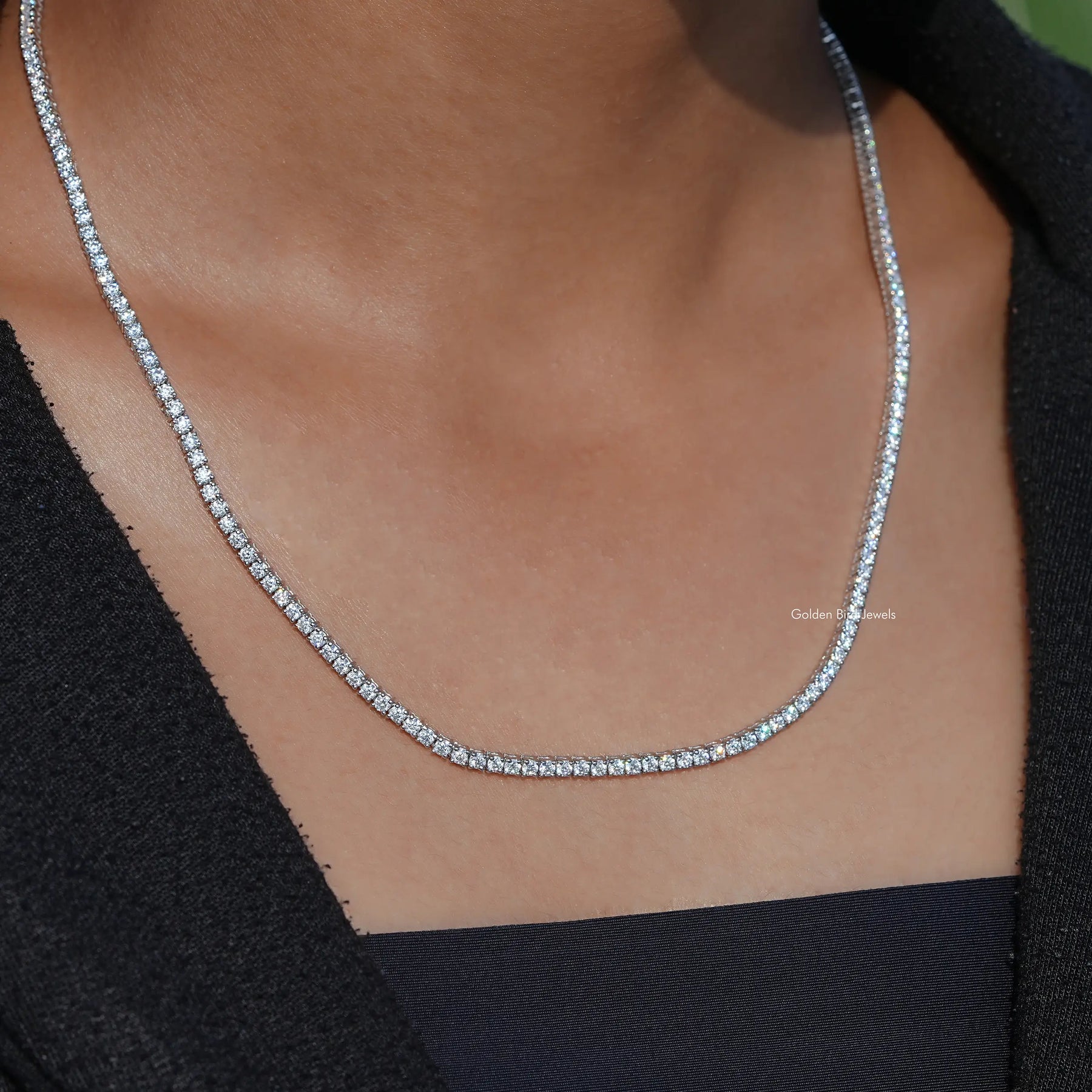 Round Moissanite Tennis Necklace