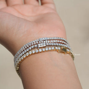 [This moissanite bracelet made of round cut stones with vvs clarity moissanite]-[Golden Bird Jewels]