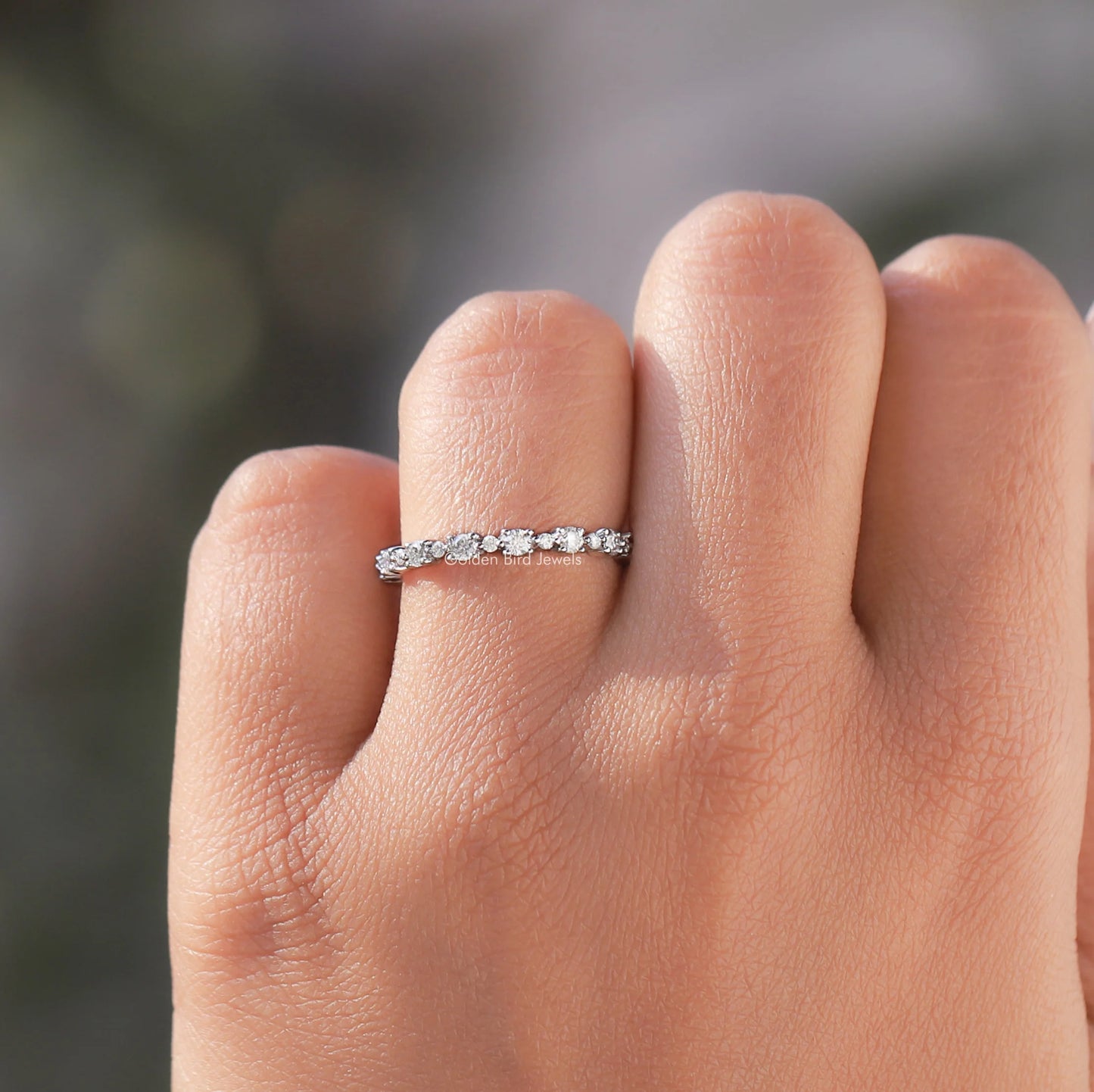 [Moissanite Round Cut Band]-[Golden Bird Jewels]