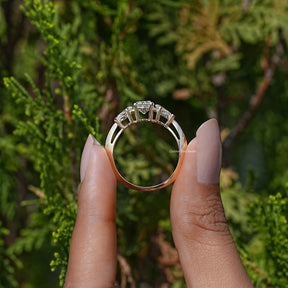 Pear And Round Cut Lab Diamond Three Stone Ring