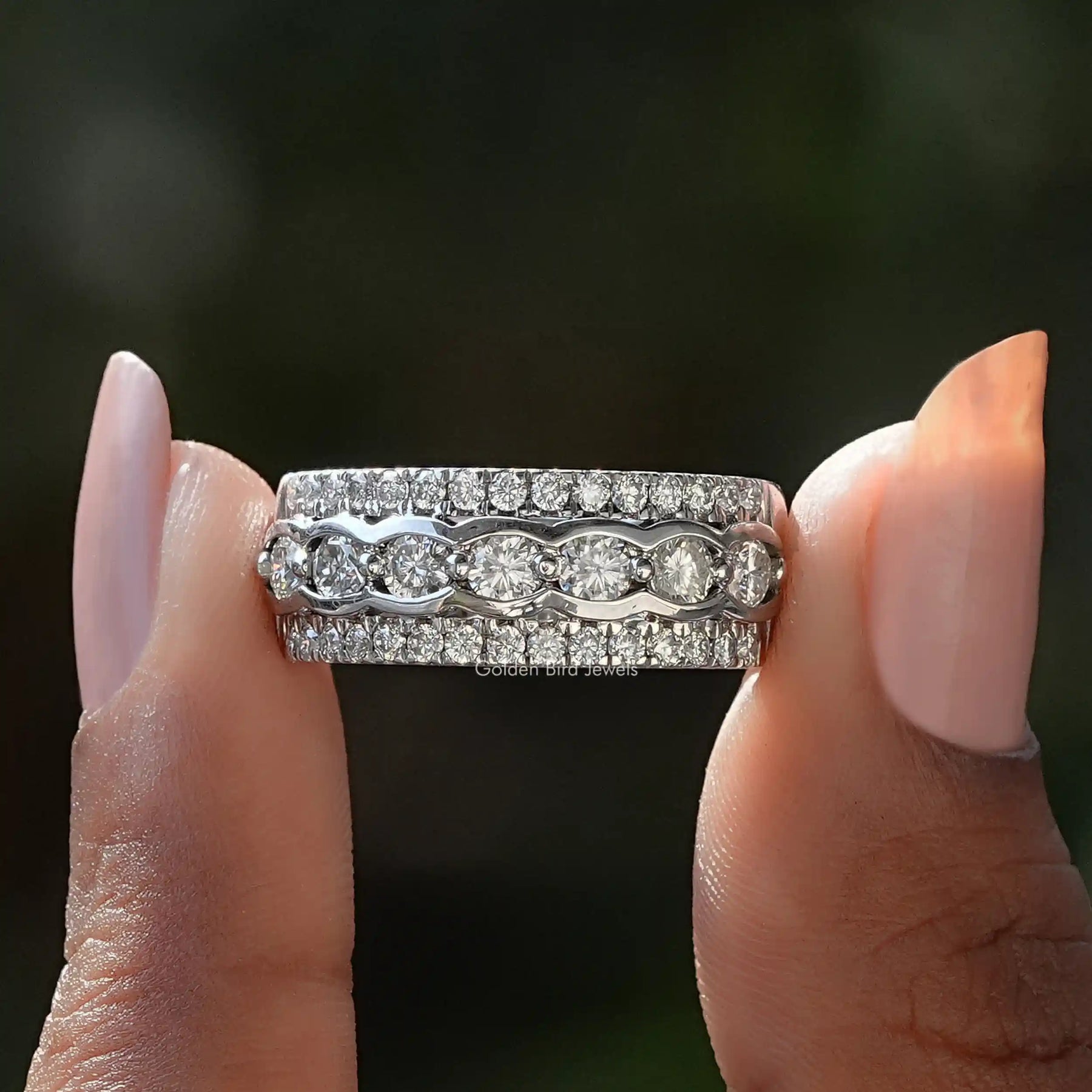 [Round Cut Moissanite Eternity Band]-[Golden Bird Jewels]