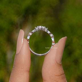 Opal Round Gemstone Accent Set Engagement Ring