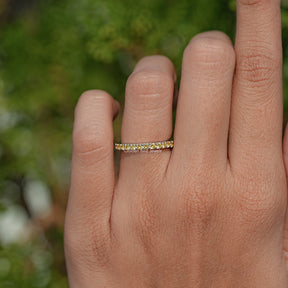 November Birthstone Citrine Yellow Round Eternity Band