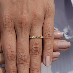 November Birthstone Citrine Yellow Round Eternity Band