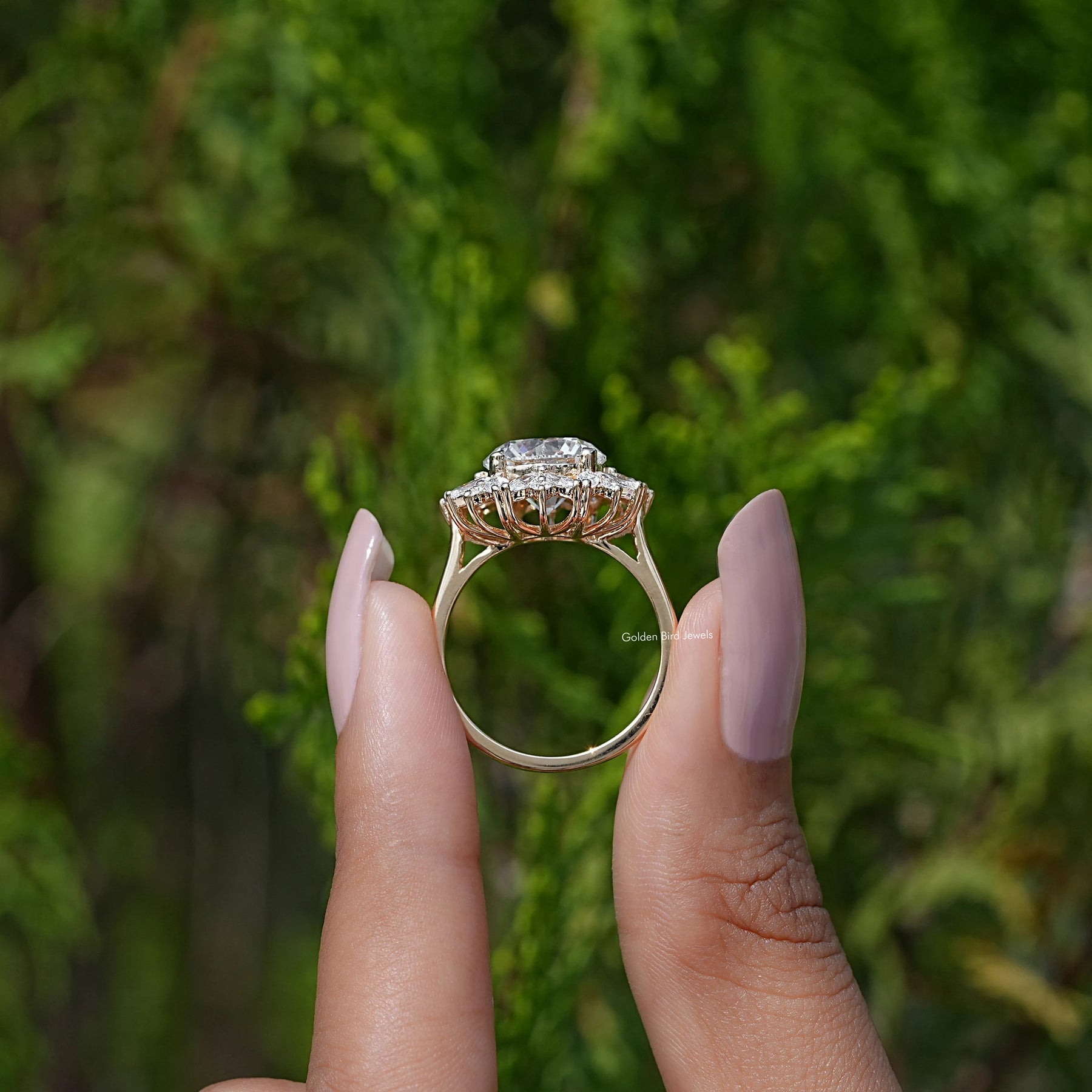 Round Cut Lab Diamond Cluster Halo Ring