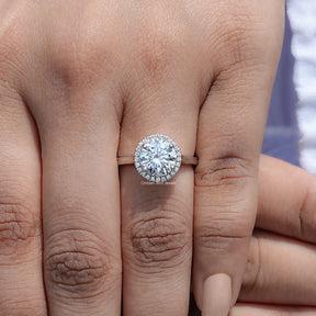 Round Cut Lab Diamond Halo Engagement Ring