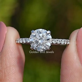 Round Shaped Lab Diamond Hidden Halo Ring