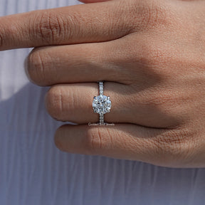 Round Shaped Lab Diamond Hidden Halo Ring