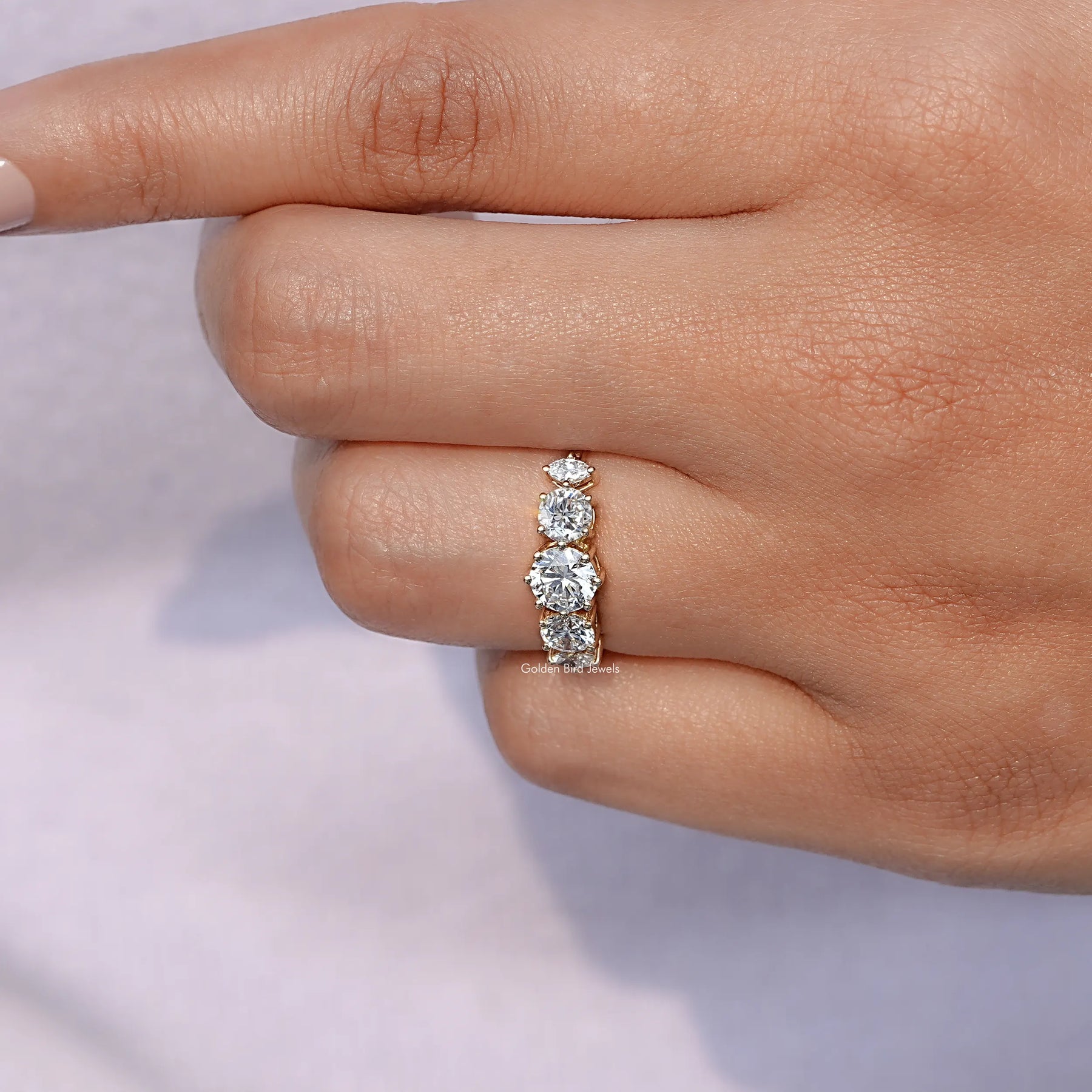 Five Stone Round Lab Diamond Accent Ring