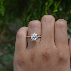 Round Cut Lab Diamond Accent Engagement Ring