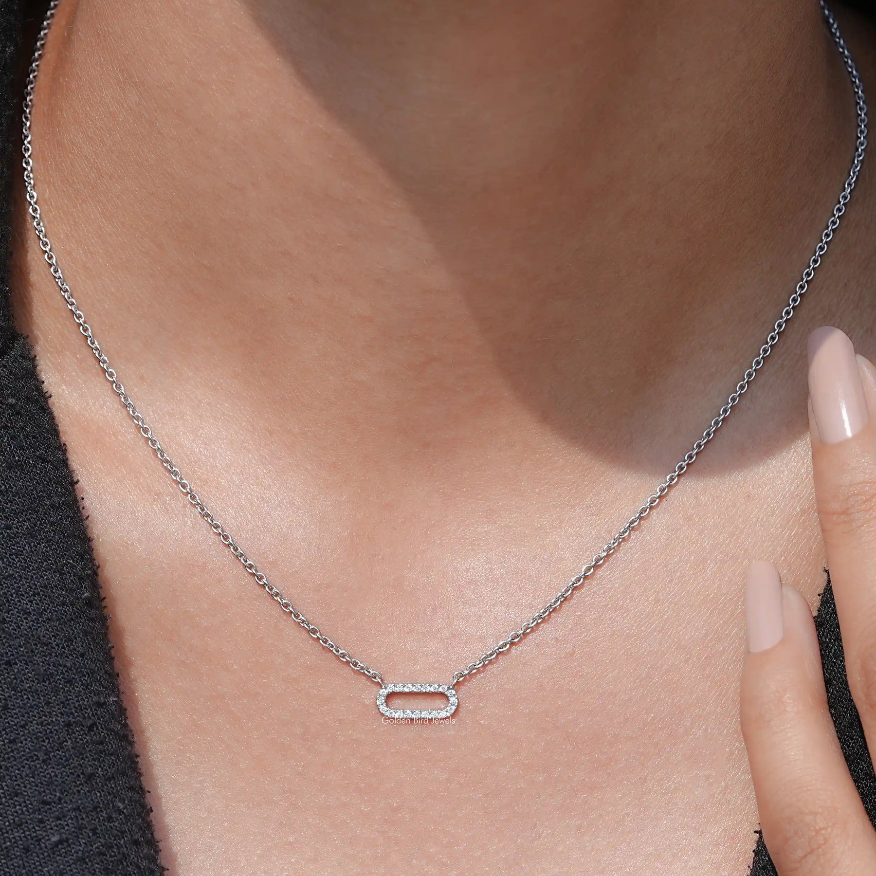 Round Lab Grown Paperclip Diamond Pendant