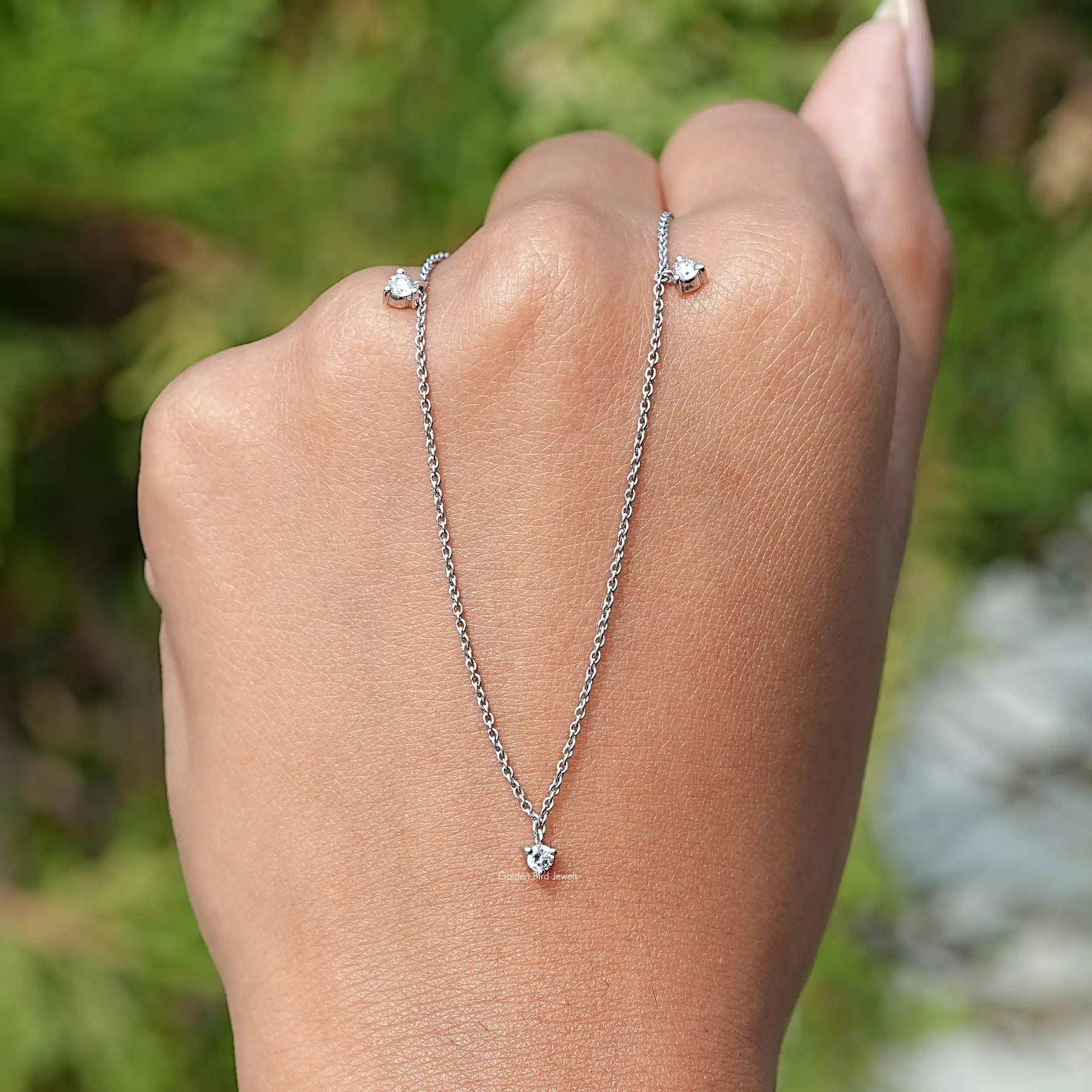 Round Shaped Lab Grown Diamond Station Necklace