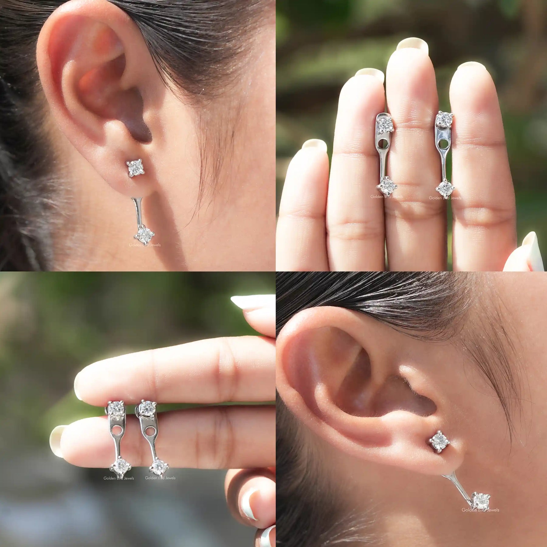 Round Moissanite Screw Back Women Earrings