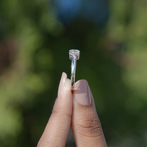 Round Moissanite Criss Cross Accent Engagement Ring