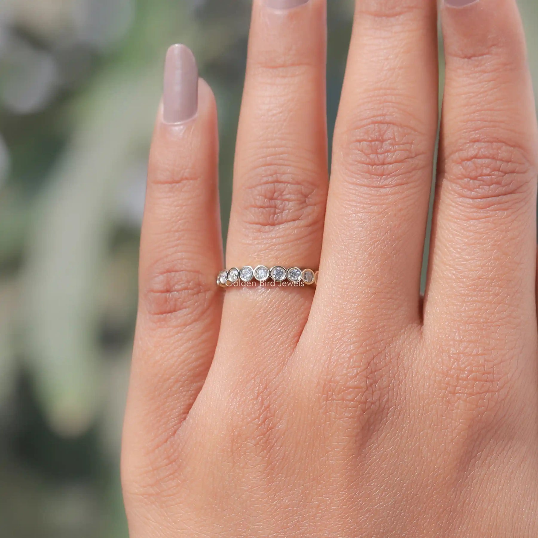 Bezel Set Round Moissanite Full Eternity Band