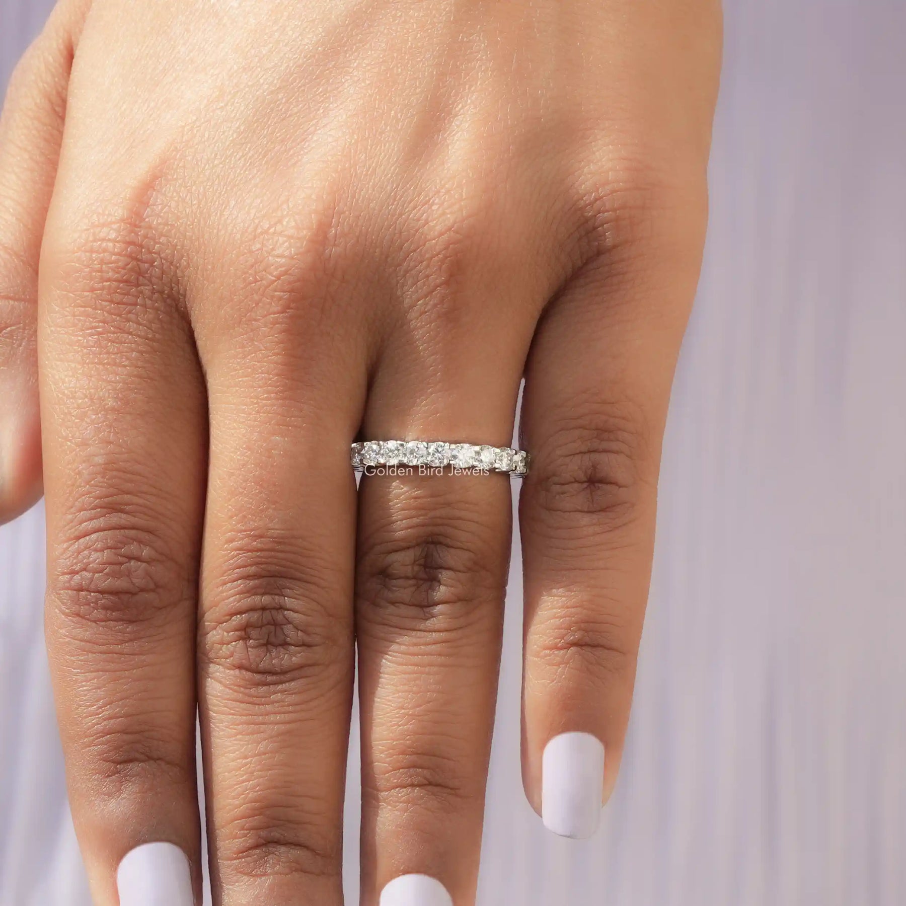 Round Moissanite Full Eternity Wedding Band