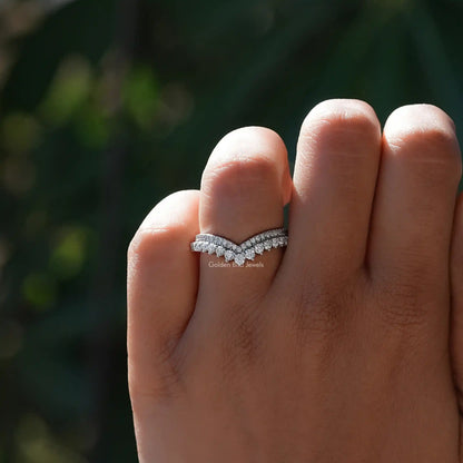 [Colorless Round Cut Moissanite Wedding Band]-[Golden Bird Jewels]