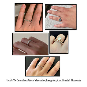Round Moissanite Distance Dainty Half Eternity Band