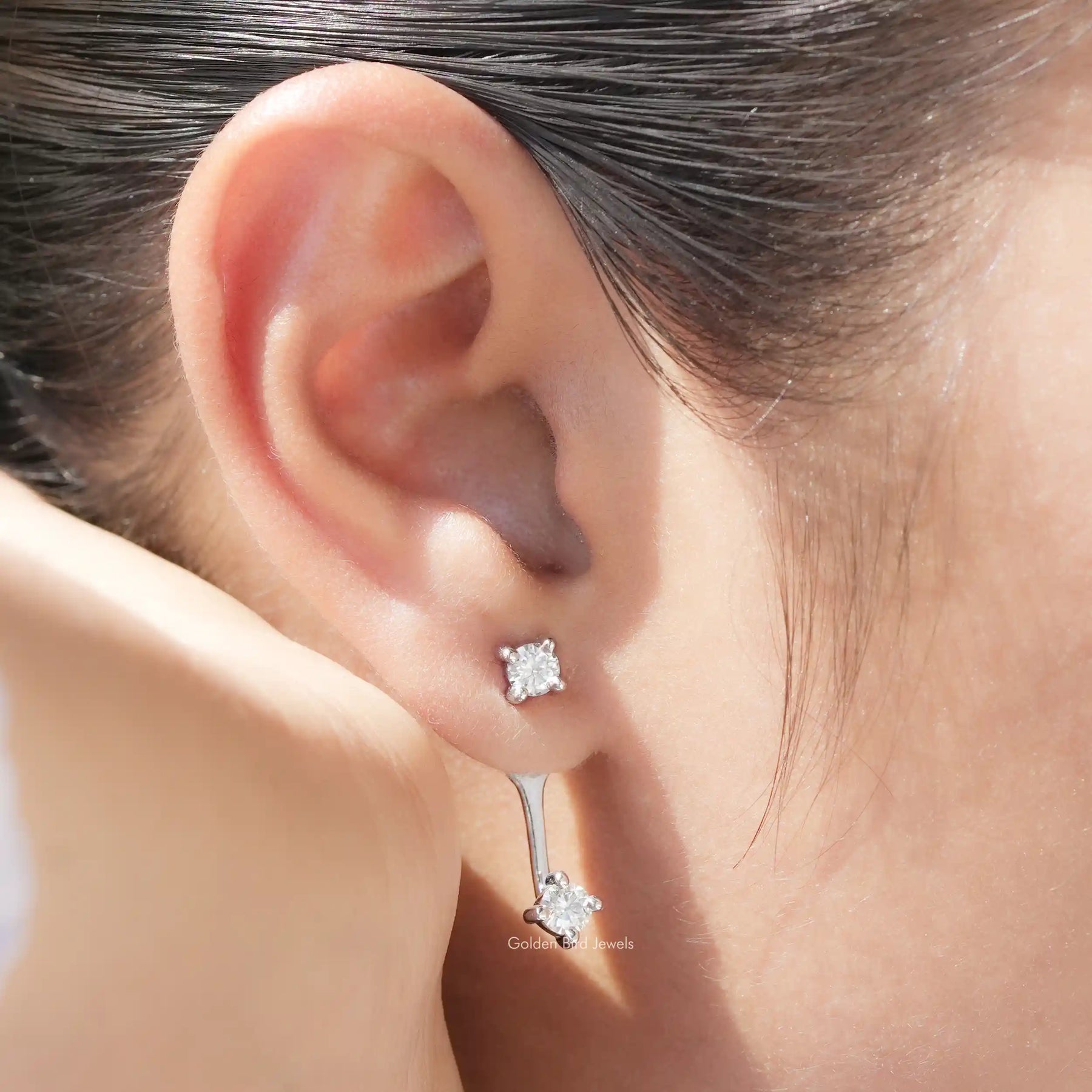 Round Moissanite Screw Back Women Earrings