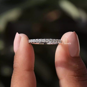 Front view of Round Moissanite Half Eternity Stacking Band	