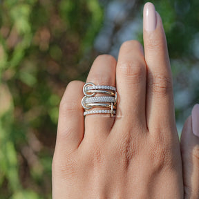 Round Moissanite Interlinked Pave Eternity Band