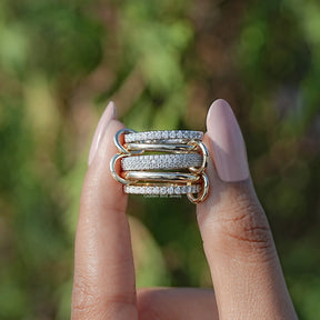 Round Moissanite Interlinked Pave Eternity Band