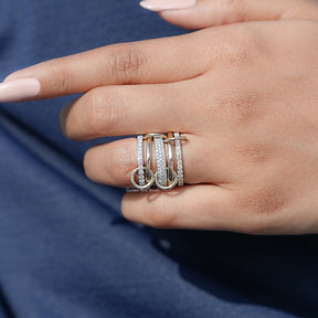 Round Moissanite Interlinked Pave Eternity Band