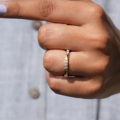 [Moissanite Round Cut Lacie Wedding Band]-[Golden Bird Jewels]