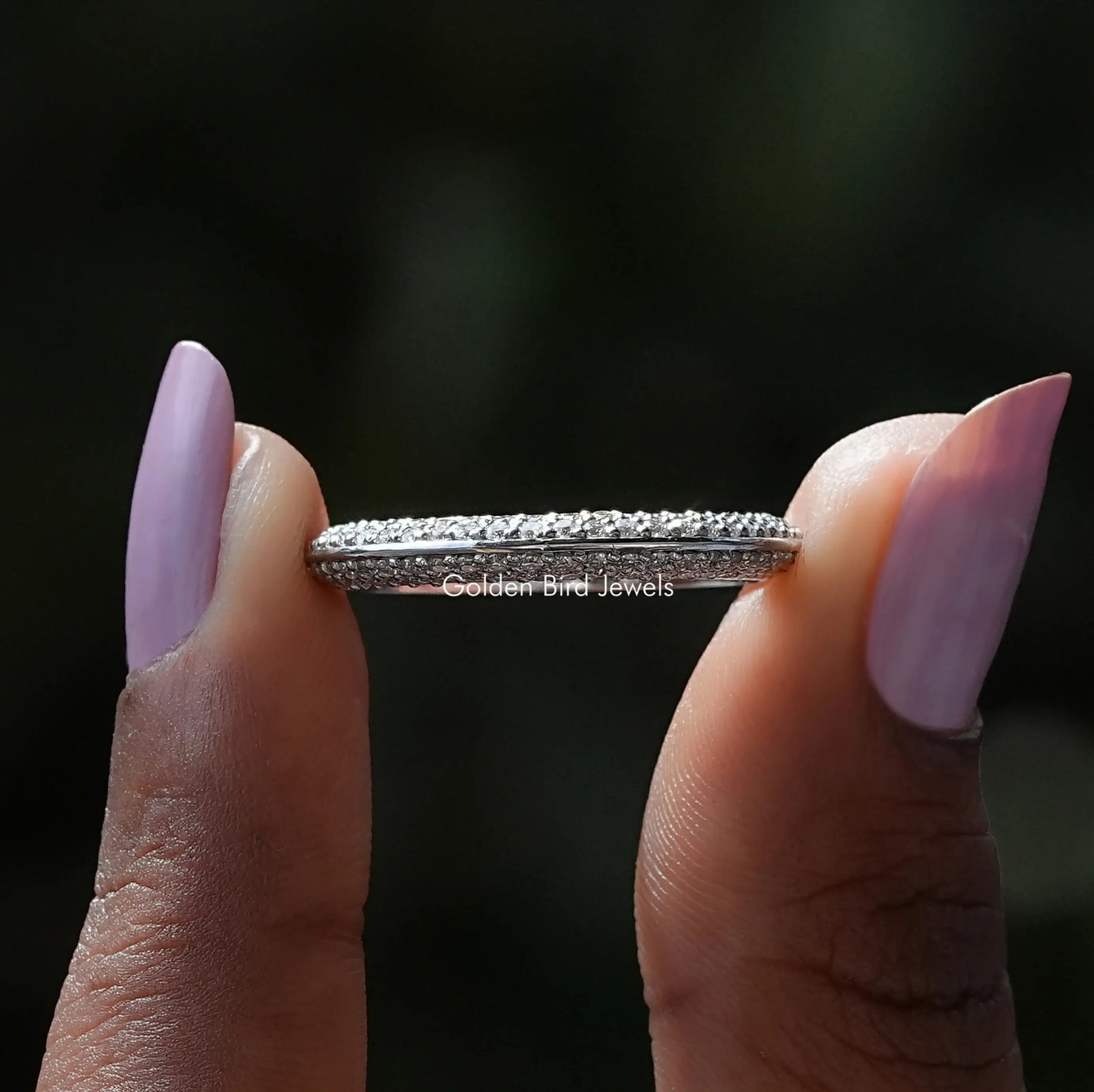 [Round Cut Moissanite Micro Pave Eternity Band]-[Golden Bird Jewels]