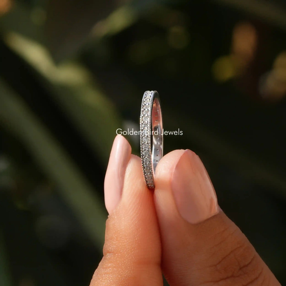 [Moissanite Round Cut Eternity Wedding Band]-[Golden Bird Jewels]